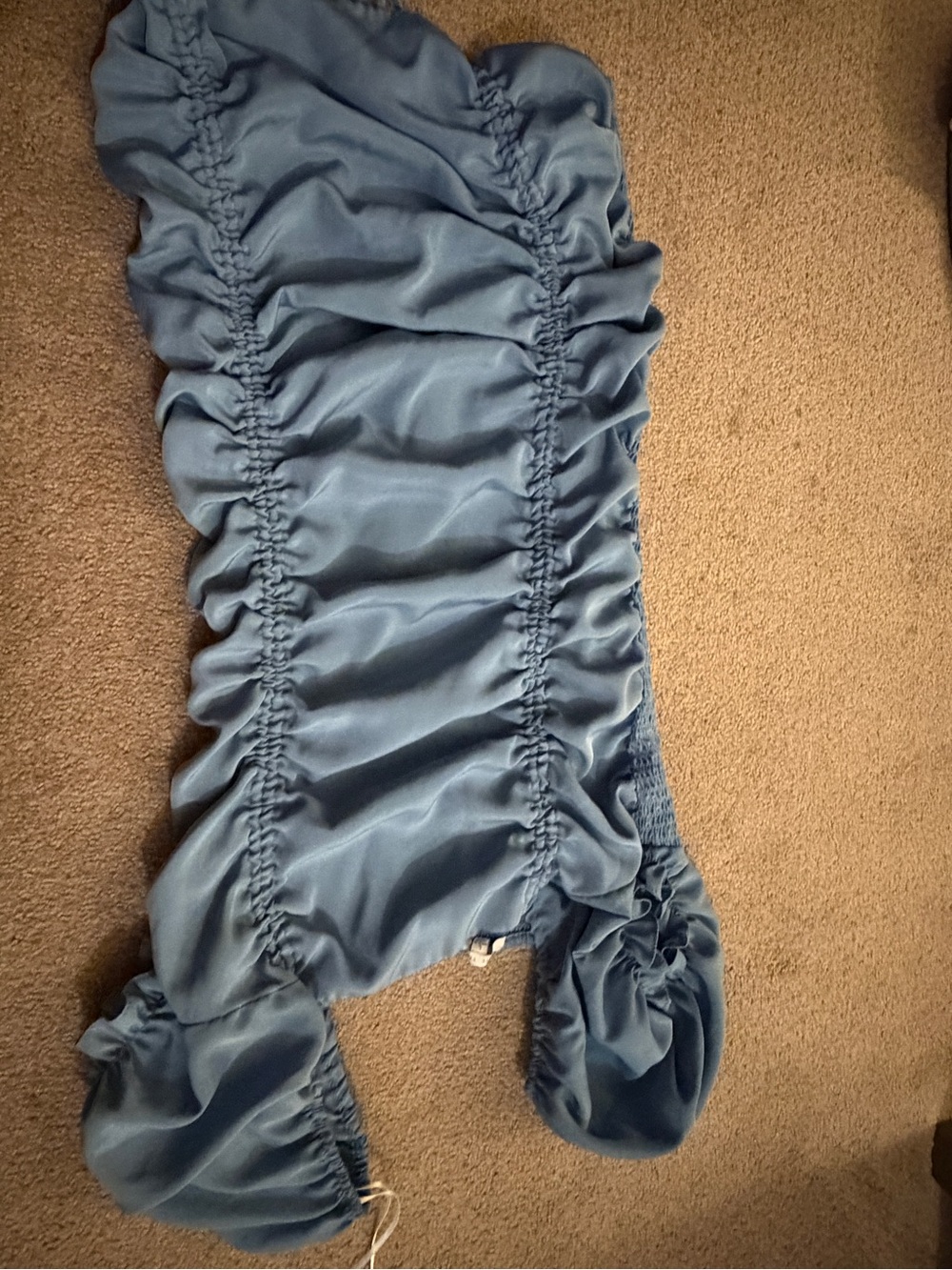 Love Tree Light Blue Smocked Mini Dress with Ruffle Trim - Picture 2 of 4